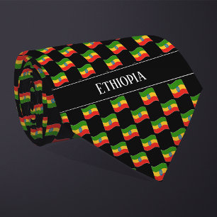 Wavy Ethiopia Flag Pattern  Neck Tie