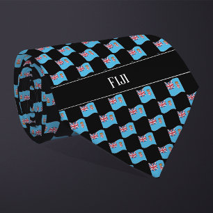 Wavy Fiji Flag Pattern Neck Tie