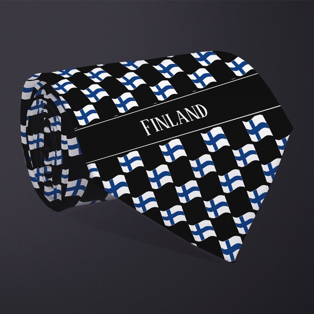 Wavy Finland Flag Pattern  Neck Tie (Creator Uploaded)