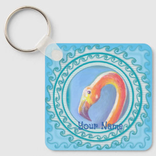 Wavy Flamingo Keychain