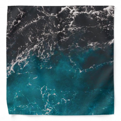 Wavy foamy blue black ombre sea water bandana