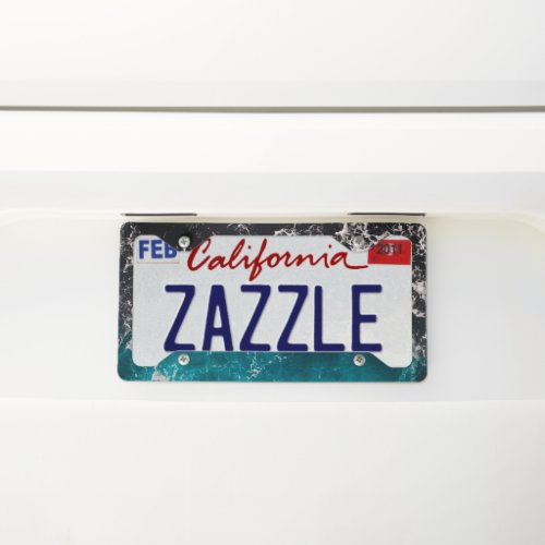 Wavy foamy blue black ombre sea water license plate frame