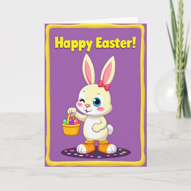 Wavy Frame Easter Bunny Card (Front)