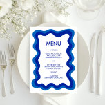 Wavy Frame Modern Chic Blue Custom Bar Bat Mitzvah Menu<br><div class="desc">Perfect menu card for a bat mitzvah, bar mitzvah or other Jewish celebration! Hand made wavy frame for you on the front side! FULLY CUSTOMIZABLE! Click on “Personalize” above to edit the text. Click "edit using design tool" to adjust the fonts, colors and placements and to delete the back side...</div>