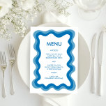 Wavy Frame Modern Chic Blue Custom Bar Bat Mitzvah Menu<br><div class="desc">Perfect menu card for a bat mitzvah, bar mitzvah or other Jewish celebration! Hand made wavy frame for you on the front side! FULLY CUSTOMIZABLE! Click on “Personalize” above to edit the text. Click "edit using design tool" to adjust the fonts, colors and placements and to delete the back side...</div>