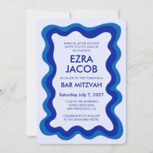 Wavy Frame Modern Chic Custom Bar Bat Mitzvah Invitation