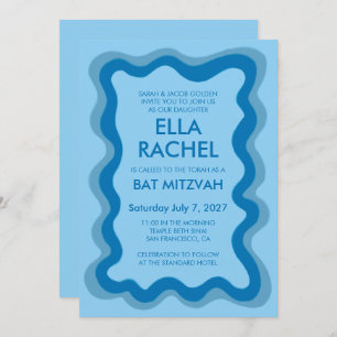 Wavy Frame Modern Chic Custom Bar Bat Mitzvah Invitation