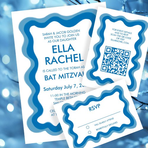 Wavy Frame Modern Chic Custom Bar Bat Mitzvah