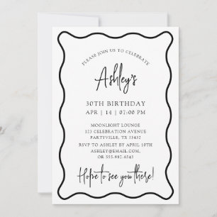 wavy frame, wavy border, birthday party invitation