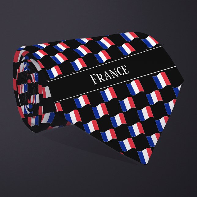 Wavy France Flag Pattern  Neck Tie (Creator Uploaded)