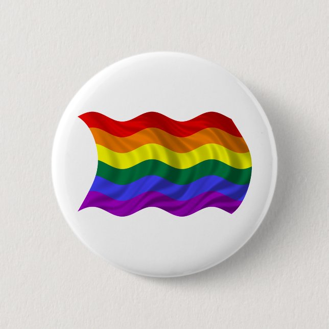 Wavy Freedom Flag Pinback Button (Front)