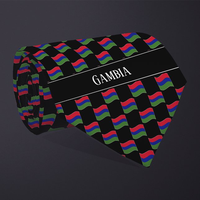 Wavy Gambia Flag Pattern  Neck Tie (Creator Uploaded)