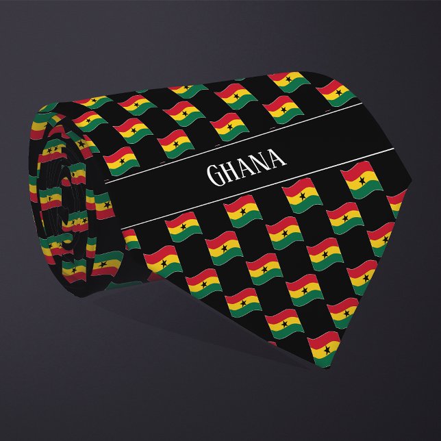 Wavy Ghana Flag Pattern  Neck Tie (Creator Uploaded)