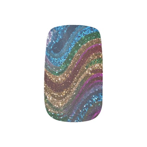 Wavy Glitter Multicolor Minx Nail Art