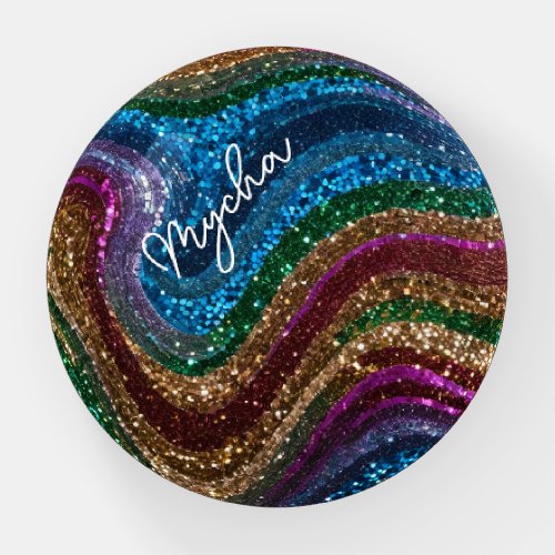 Wavy Glitter Multicolor Paperweight