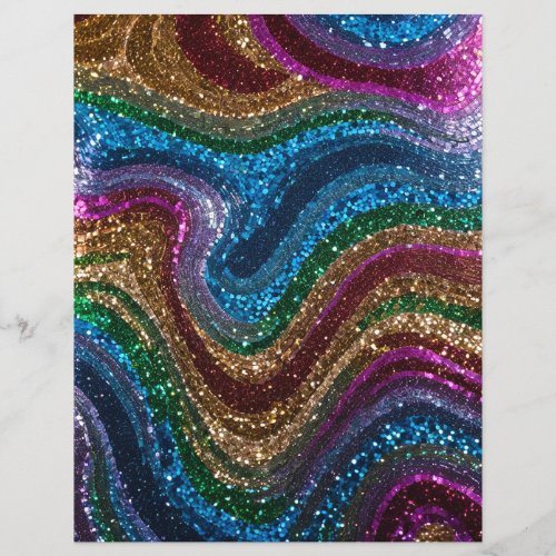 Wavy Glitter Multicolor Scrapbook Paper