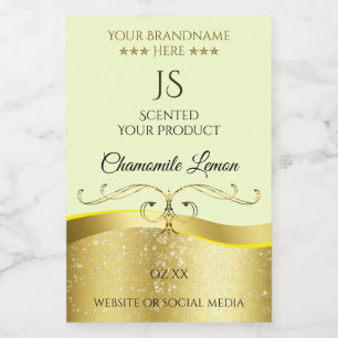 Wavy Gold Deluxe Decor Light Yellow Monogram Label