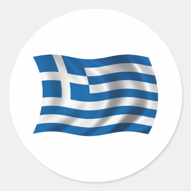 Wavy greece Flag Classic Round Sticker (Front)