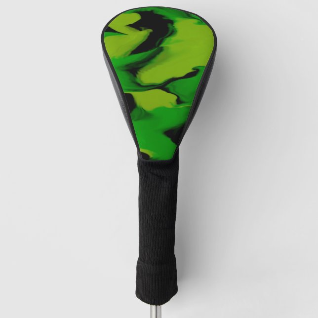 Wavy Green and Black Golf Head Cover (Front)