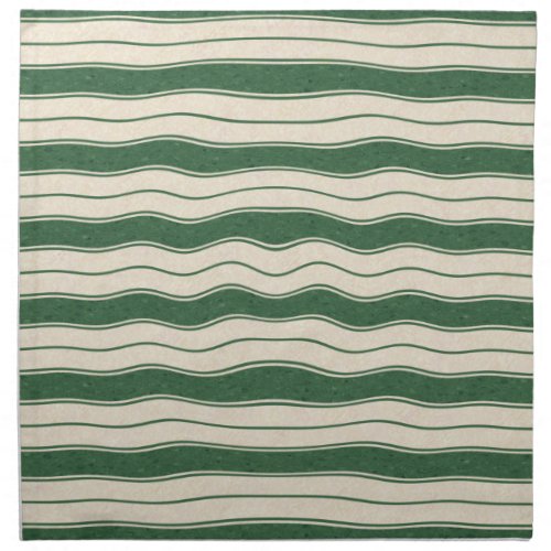 Wavy Green and White Stripes Napkin