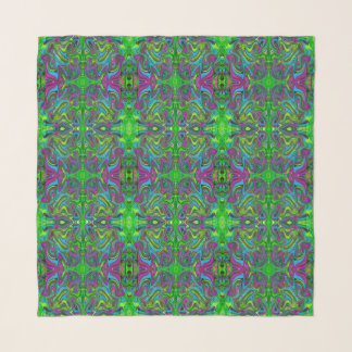 Wavy Green, Blue and Magenta Abstract Art Scarf