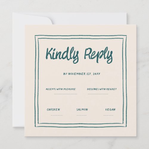 Wavy Green Handwriting Retro Wedding Rsvp  Invitation