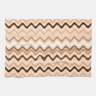 Wavy Groovy Stripes Beige and Brown Kitchen Towel