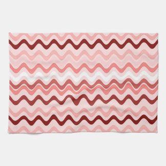 Wavy Groovy Stripes Red and Pink Kitchen Towel