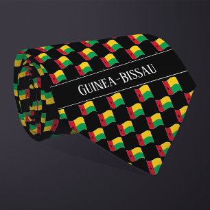 Wavy Guinea-Bissau Flag Pattern Neck Tie