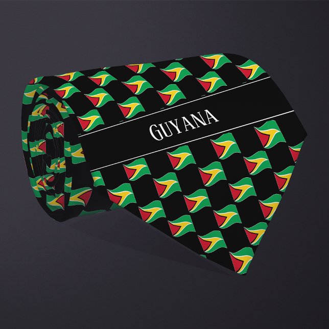 Wavy Guyana Flag Pattern  Neck Tie (Creator Uploaded)