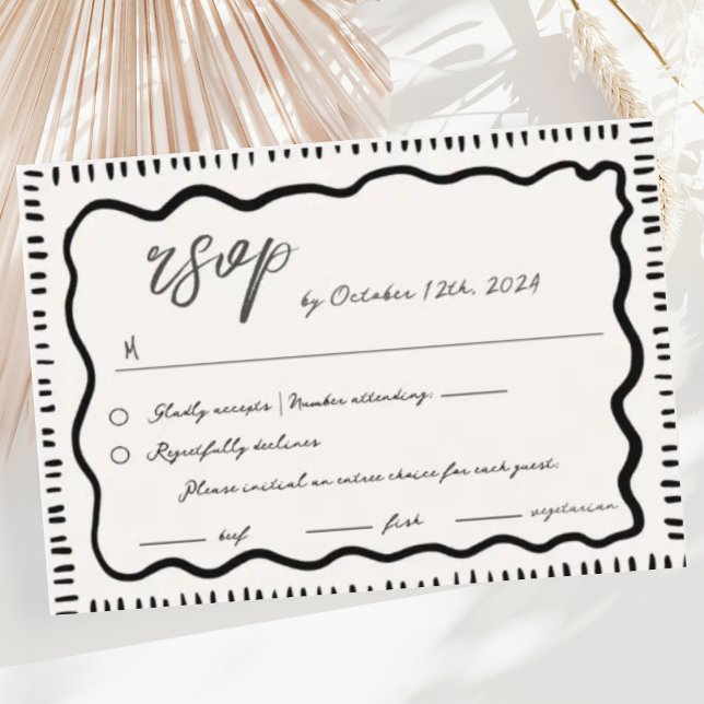 Wavy Hand Drawn Scribble Squiggle RSVP Wedding  Enclosure Card (Creator Uploaded)