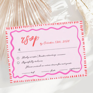 Wavy Hand Drawn Scribble Squiggle RSVP Wedding  Enclosure Card