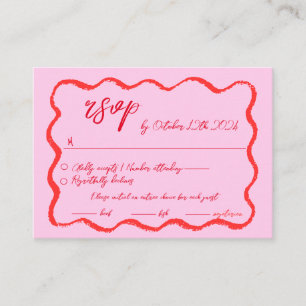 Wavy Hand Drawn Scribble Squiggle RSVP Wedding  Enclosure Card