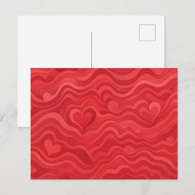 Wavy Heart Pattern Greeting Card | Retro Love  (Front/Back)