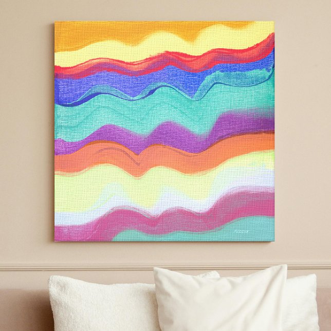 Wavy Horizontal Stripes, Abstract Painting Canvas Print (Creator Uploaded)