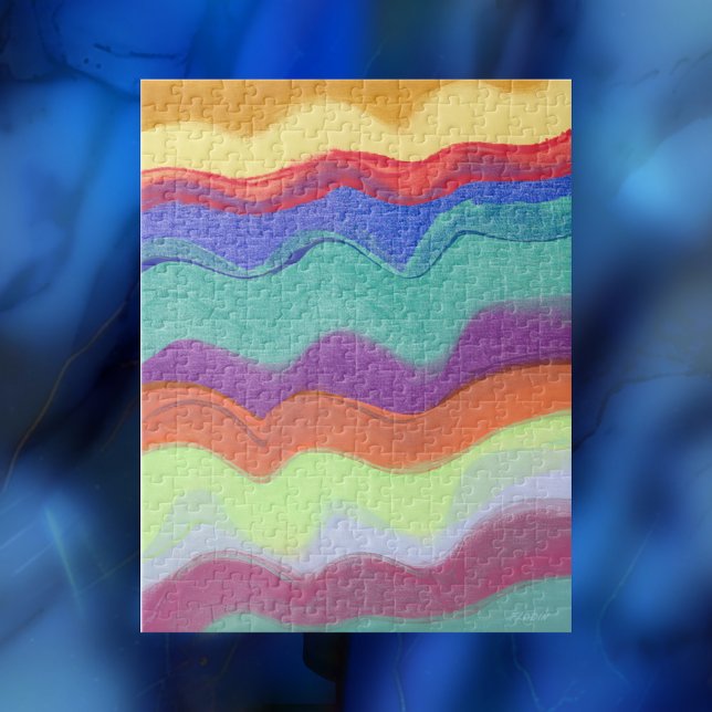Wavy Horizontal Stripes, Abstract Painting Jigsaw Puzzle (Creator Uploaded)