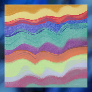 Wavy Horizontal Stripes, Abstract Painting Wood Wall Art