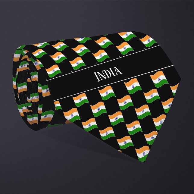 Wavy India Flag Pattern  Neck Tie (Creator Uploaded)