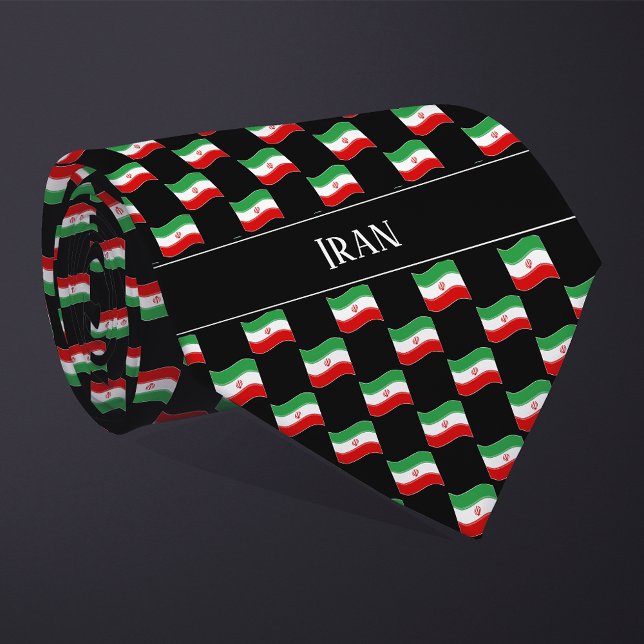 Wavy Iran Flag Pattern  Neck Tie (Creator Uploaded)