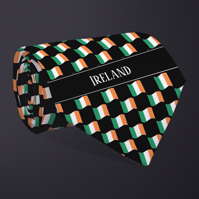 Wavy Ireland Flag Pattern  Neck Tie (Creator Uploaded)