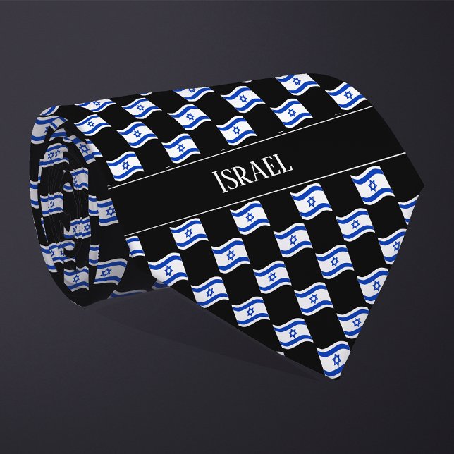 Wavy Israel Flag Pattern  Neck Tie (Creator Uploaded)