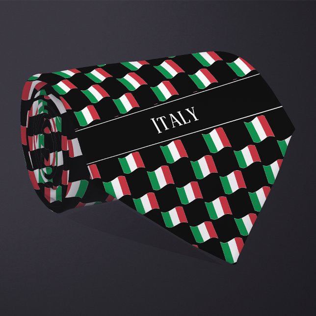 Wavy Italy Flag Pattern  Neck Tie (Creator Uploaded)