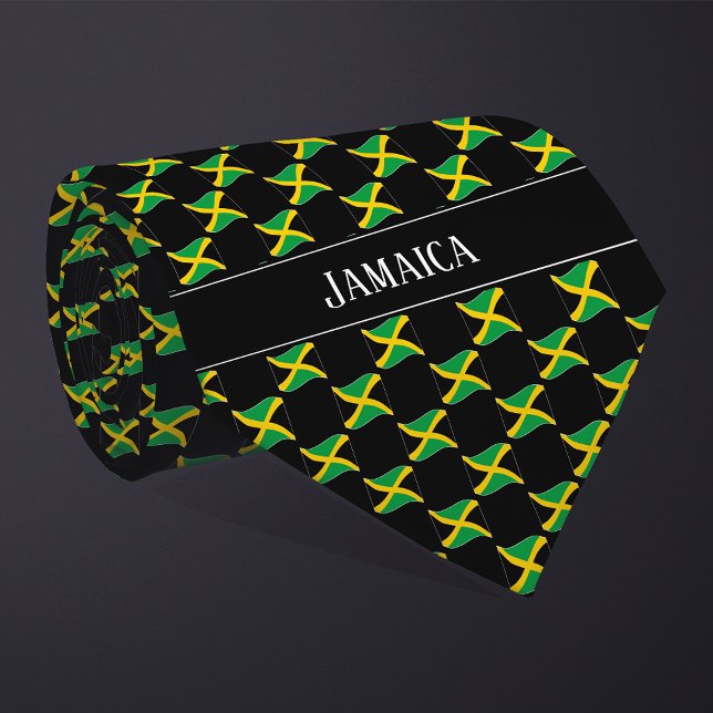 Wavy Jamaica Flag Pattern  Neck Tie (Creator Uploaded)