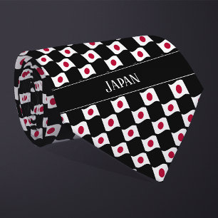 Wavy Japan Flag Pattern  Neck Tie