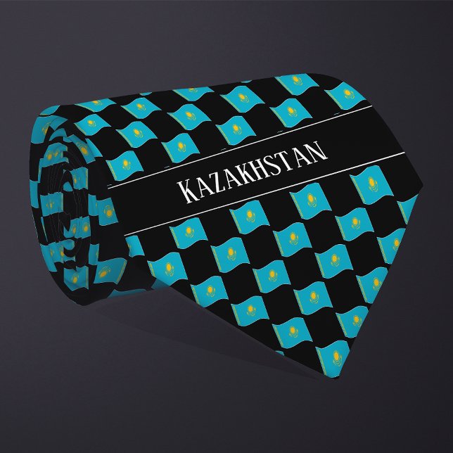 Wavy Kazakhstan Flag Pattern  Neck Tie (Creator Uploaded)