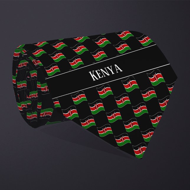 Wavy Kenya Flag Pattern  Neck Tie (Creator Uploaded)
