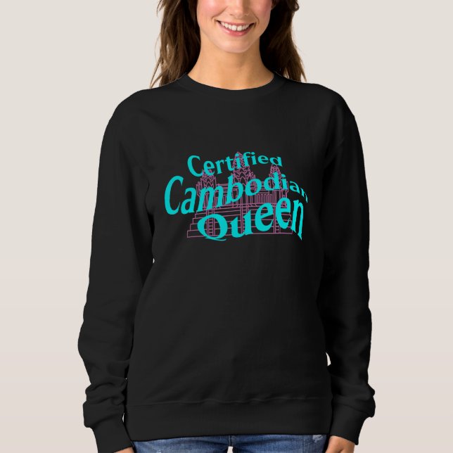 Wavy Khmer Cambodian Queen Angkor Wat Sweatshirt (Front)