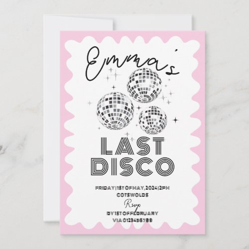 Wavy Last Disco Bachelorette Party Hen Itinerary Invitation