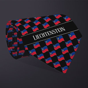 Wavy Liechtenstein Flag Pattern  Neck Tie