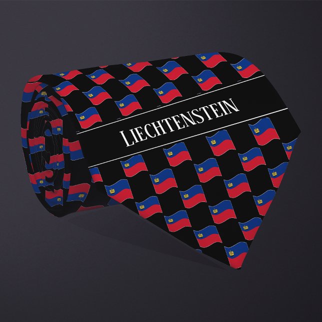 Wavy Liechtenstein Flag Pattern  Neck Tie (Creator Uploaded)